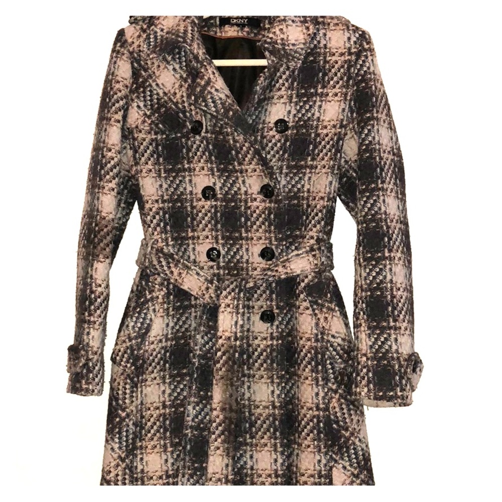 DKNY Winter Coat -neutral plaid